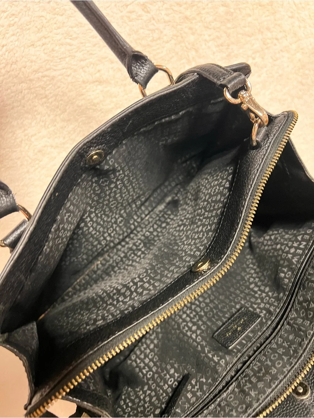 kate spade Black Pebbled Leather Satchel with Shoulder Strap